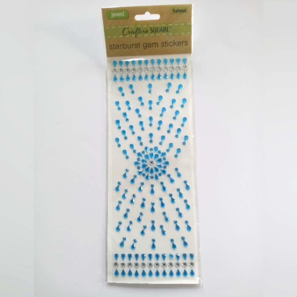 NWT Crafter's Square Starburst Gem Stickers, Blue & Clear/Silver